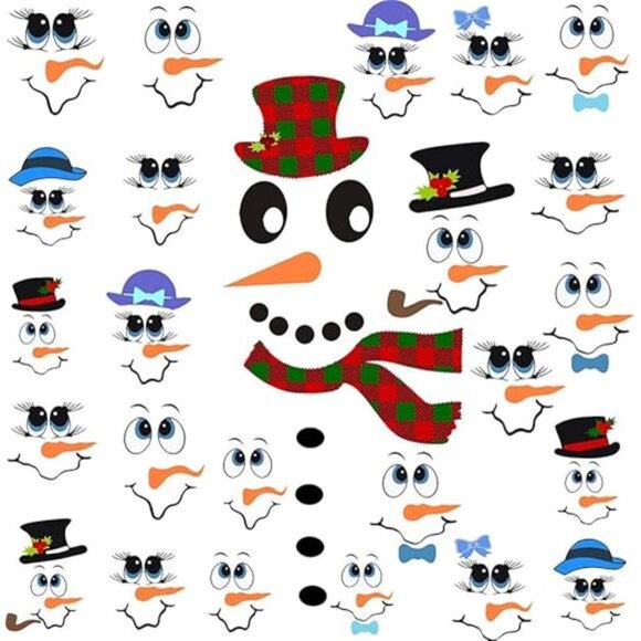 Snowman Face Stickers Snowman Decals Christmas Wall Decals Snowman - Picture 8 of 8